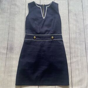 Sail To Sable Linen Blend Navy Blue Sleeveless Shift Dress Size 4